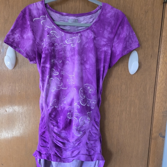 ATHLETA finish fast seamless purple short sleeve top size Med. - Picture 1 of 4